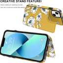 LETO for iPhone 13 Mini Case,Flip Folio Leather Wallet Cover with Fashion Flower Designs for Girls Women,Built-in Card Slots Kickstand Protective Shell Tiny White Florals
