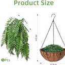 Artificial Hanging Plants Outdoor, UV Resistant Fake Fern Faux Greenery for Outside Planter Patio Home Garden Decor (5 Branches&1 Basket)