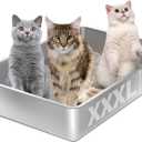 Stainless Steel Litter Box, XXXL Extra Large Cat Litter Boxer,Steel litterbox for Big Cat,Multiple Cats,Easy to Clean,Non Stick and No Smell,28x20x6inch (XXXL:27.55x19.68x6inch)