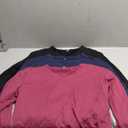 Ficerd 3 Pack Women's Crop Long Sleeve Tops V Neck Loose Cropped T Shirts Drop Shoulder Casual Basic Fall Winter Boxy Tees(Black, Navy Blue, Fuchsia, Small)