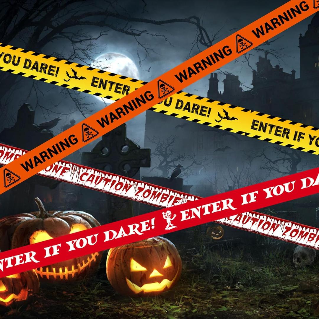 4 Pcs Zombie Area Caution Tape - DO NOT CROSS, 3 Inch x 120 Ft, Scary Halloween Zombie Decorations, Warning Barricade Safety Tape for Haunted House Party Danger Zone