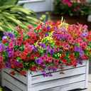 SHareconn 24 Bundles Artificial Flowers for Outdoors Decoration, Faux Plants Fake Silk Colorful Daisy Eucalyptus Lavender, UV Resistant for Outside Planters Home Porch Patio Indoor Spring, Mix 3 Colors