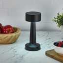 Elements 8.4 Inch Black LED Rechargeable Metal Lamp - Touch Control Desk Lamp with 3 Light Colors, Stepless Dimming, 1200mAh Battery, USB-C Charging, Perfect for Home Office, Bedroom, Living Room