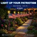 8-Pack Solar American Flag Pathway Lights, 4th of July Outdoor Decor, Lights for the 250th Anniversary of Independence, Memorial Day, and Garden Yard Decor (Waterproof LED with 8 Modes)