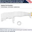 Windshield Fluid Reservoir Tank w/Cap & Washer Pump & Fluid Level Sensor Hole Fit for Dodge Durango 2011-2023 Fit for Jeep Grand Cherokee 2011-2021 Replace 55079365AE 55079365AF 68080155AA
