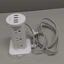 Power Strips with Surge Protection, Flat Plug Power Strip with 12 Outlets 4 USB Ports, Charging Station Tower 1875W/15A 1080J 6Ft Extension Cord with Multiple Outlets, Office Supplies, Dorm Essentials (White)