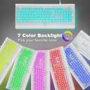 KOPJIPPOM Large Print Backlit Computer Keyboard, USB Full Size Wired Keyboards with 7-Colors Backlight, Wrist Rest, Light Up Keyboard for Windows, PC, Laptop - Easy to See, Easy to Setup