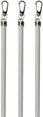 Generic White Aluminum Drapery Curtain Wand Pull Rod w/Swivel Snap & Handle White (6 Pack - 48""), Silver