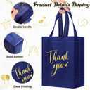 Sweetude 30 Pcs Thank You Gift Bags with Handles, Reusable Non Woven Foldable Goodie Bags Bulk for Graduation Easter Wedding Bridesmaid Favors(10 x 8 x 4 Inch,Navy Blue)
