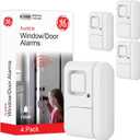 GE Personal Security Window and Door Alarm, 4 Pack, DIY Protection, Burglar Alert, Wireless Chime/Alarm, Easy Installation, Home Security, Ideal for Home, Garage, Apartment and More, White, 45174
