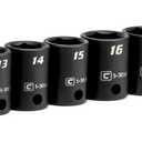 Capri Tools 3/8-Inch Drive Shallow Impact Socket Set, Metric, 8 to 22 mm, Premium Chrome Molybdenum Steel, 15-Piece