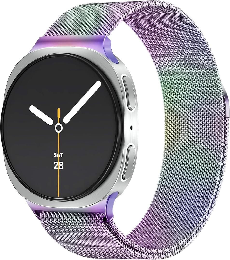 JKD Soft Metal Band Compatible with Samsung Galaxy Watch 8 Band 40mm 44mm/ Samsung Galaxy Watch 8 Classic Band 46mm(2025), Stainless Steel Mesh Loop Magnetic Clasp Wristbands for Women Men, Colorful