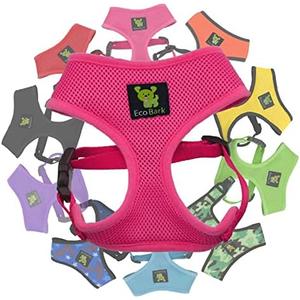 EcoBark Dog Harness - Eco-Friendly Max Comfort Harnesses - Luxurious Soft Mesh Halter - Over The Head Harness Vest- No Pull and No Choke for Small, Toy Breed, and Teacup Dogs (XS, Fuchsia Pink)