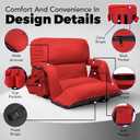 Extra Wide Stadium Seats With Back Support 2 Pack, Exclusive "Sofa Style" Design Thick Bleacher Chairs With Back and Cushion, 6 Reclining Positions - Ultimate Comfort for Sports Events (Red, 25")