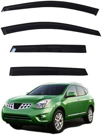 YLSCOO Window Visors Rain Guards fits 2009-2013 Rogue, Out-Channel Window Wind Deflectors Vent Shades for Accessories 2014-2015 Rogue Select, Black 4 Pieces, 2010 2011 2012 2013