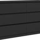 Vibe & Dine 6 Drawer Double Dresser, Modern Chest of Drawers with Wide Storage for Closet, Bedroom, Living Room, Black (15.8"D x 47.2"W x 28"H (6 Drawers))