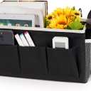 Bedside Storage Caddy/Bedside Hanging Storage Bag for Headboards Bunk Beds Dorm Rooms Book Phone Magazine Holder (New Black)