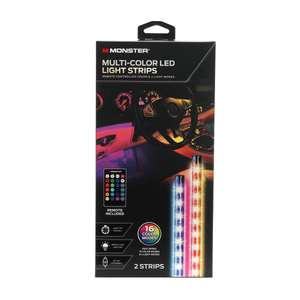 Monster 2pk LED USB Light Strips: Multi-Colored Automotive Novelty Lighting, PVC & ABS, USB Powered