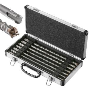 Set 12inch Concrete Drill Bit kit Cross-Type Double Thread Carbide Material Suitable for Concrete, Brick, Cement Walls, Stone, Hammer Drill Bits for Concrete (Box)