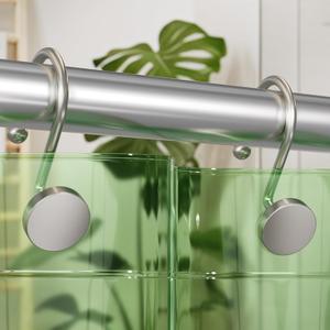 AmazerBath Shower Curtain Hooks Brushed Nickel Shower Curtain Rings, Heavy Duty Modern Decorative Shower Curtain Hooks Rust Proof Smooth Glide Shower Hooks for Shower Curtain Shower Rod Hook, 12Pcs