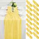 16Pack Light Yellow Cheesecloth Table Runner 10FT Yellow Gauze Table Runner 35x120Inch Long Boho Spring Easter Table Runners Rustic Sheer Table Runners for Wedding Baby Bridal Shower Decor