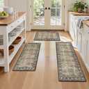 Pauwer Anti Fatigue Kitchen Floor Mats Set of 3, PVC Foam Padded Kitchen Rugs, Non Slip Cushioned Comfort Standing Mat, Waterproof Sink Rug for Small Kitchen Area, Laundry Room, Multi Brown