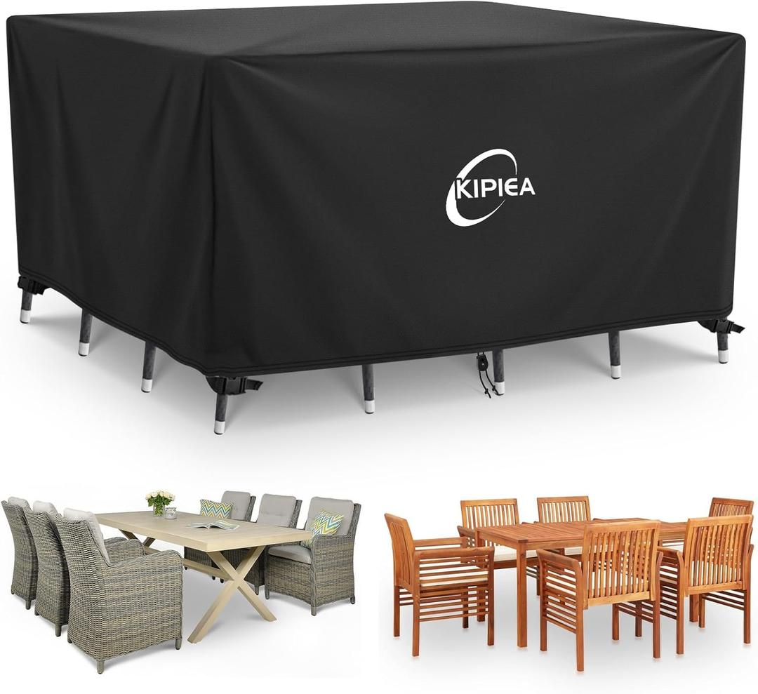 Kipiea Outdoor Furniture Covers Waterproof, 420D Heavy-Duty Patio Furniture Set Covers, No Tears Anti UV No Fading (55" L55" W28" H)