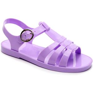 Toddler Sandals Jelly Shoes Girls Unisex Boy Flat Retro Slides Clear Kids Water Slippers Slingback Summer Beach Size 8 Adjustable Buckle Glitter Dress Soft (Purple)
