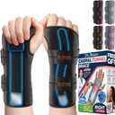 DR. BRACE Adjustable Wrist Brace Night Support for Carpal Tunnel, Doctor Developed, Upgraded with Double Splint & Therapeutic Cushion,Hand Brace for Pain Relief,Injuries,Sprains (S/M Right Hand, Black)
