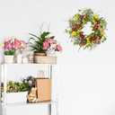 YNYLCHMX 18" Spring Summer Wreaths for Front Door, Artificial Floral Wreath with Green Eucalyptus Leaves, Green Foliage Wreath for Wall Window Farmhouse Party Holiday Home Decor
