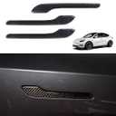 Door Handle Cover, Real Matte Carbon Fiber Door Handle Trim Protector Set Compatible with Tesla Model y Model 3 2017-2025 (4 Pieces) (Glossy Carbon Fiber with drip)