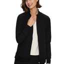 floralhue Scrub Jackets for Women, Zip Front Medical Jacket, Nurse Caots, Black, L