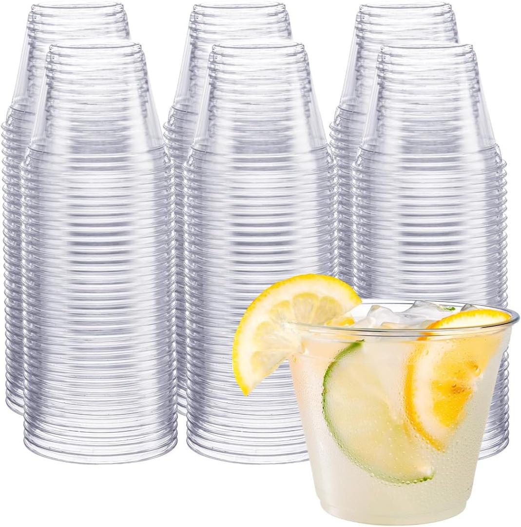 GUSTO [9 oz - 300 Count Clear Plastic Cups, Sturdy & BPA-Free Disposable Cups for Parties, Cocktails, Wine, Smoothies & Cold Beverages  Crystal-Clear, Durable, and Food Safe - Formerly Comfy Package