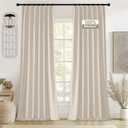 StangH Pinch Pleated Full Blackout Linen Curtains for Living Room, Thermal Insulated Farmhouse Drapes with Hooks Rustic Soundproof Track System Panels for Bedroom Nursery, W40 x L90, 2 Panels