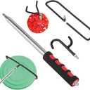 Ebrima Disc Golf Retriever, 10Ft Extendable Disc Golf Pole with 3 Hooks & Suction Cup, Stainless Steel Pole for Retrieving Discs in Water, Trees & Bushes, Rocks