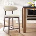 COLAMY Bar Stools with Back, Counter Height Bar Stools, Upholstered Counter Stools with Wood Legs for Kitchen Island Dining Room Bar, Beige