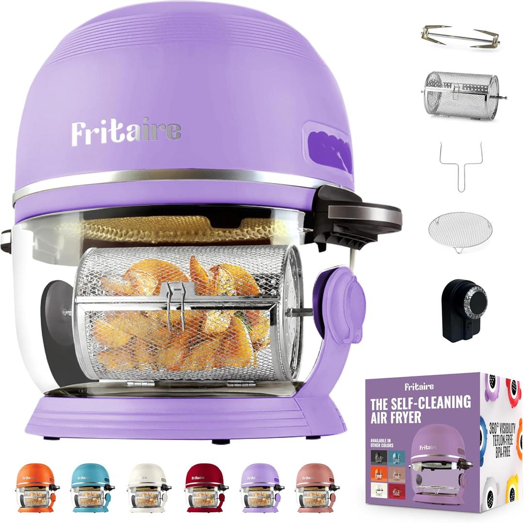 Non Toxic Air Fryer - Glass AirFryer 5 Quart w/ 360° Visibility, Self-Cleaning, 400F Vortex Air Fryer for Even Cooking, BPA-Free Teflon Free, 9-in-1 Functions, Rotisserie, Roast, Bake, Lavender Non Toxic Air Fryer - Glass AirFryer 5 Quart w/ 360° Visibility, Self-Cleaning, 400F Vortex Air Fryer for Even Cooking, BPA-Free Teflon Free, 9-in-1 Functions, Rotisserie, Roast, Bake, Lavender