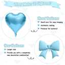 Blue White Heart Balloons, Blue Bow Balloons, 10 Pcs 18 Inch Heart Shaped Balloon and 38 Inch Helium Bow Foil Balloon for Baby Shower Birthday Party Wedding Bridal Engagement Anniversary Party Decor