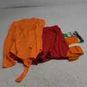 Halloween Costume for Women, Sexy Long Sleeve Leotard Turtleneck Tops Bodysuit, Skater Skirt, Magnifying Glass, Socks and Glasses (Orange&Red, Medium)