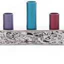 Yair Emanuel Anodized and Hammered Strip Menorah - Multicolor
