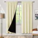 BGment 100% Blackout Curtains for Bedroom 84 Inch Length, Full Room Darkening Thermal Insulated and Noise Reducing Rod Pocket Bedroom Curtain, Each 52 Inch Wide, Cream