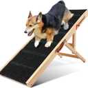 Nidouillet Dog Ramp for Bed, 39" Long Wooden Foldable Dog Ramp, 5 Adjustable Heights from 14.4" to 22.2" with Anti-Slip Traction Mat, Portable Pet Ramp for Bed, Couch, Max 200lbs - 39inch (L: 39inch)