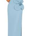 ZESICA Women's Summer Strapless Bodycon Maxi Dress 2026 Ribbed Knit Backless Floral Tube Cocktail Party Long Dresses L