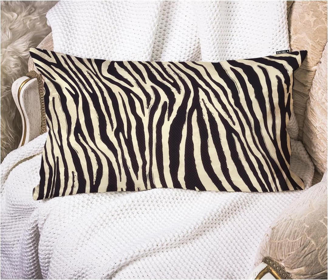 EKOBLA Decorative Lumber Cushion Case Zebra Striped Printed African Safari Skin Cotton Linen Farmhouse Throw Pillow Covers Cushion Case 12x20 Inches for Couch Sofa Home Decoration EKOBLA Decorative Lumber Cushion Case Zebra Striped Printed African Safari Skin Cotton Linen Farmhouse Throw Pillow Covers Cushion Case 12x20 Inches for Couch Sofa Home Decoration