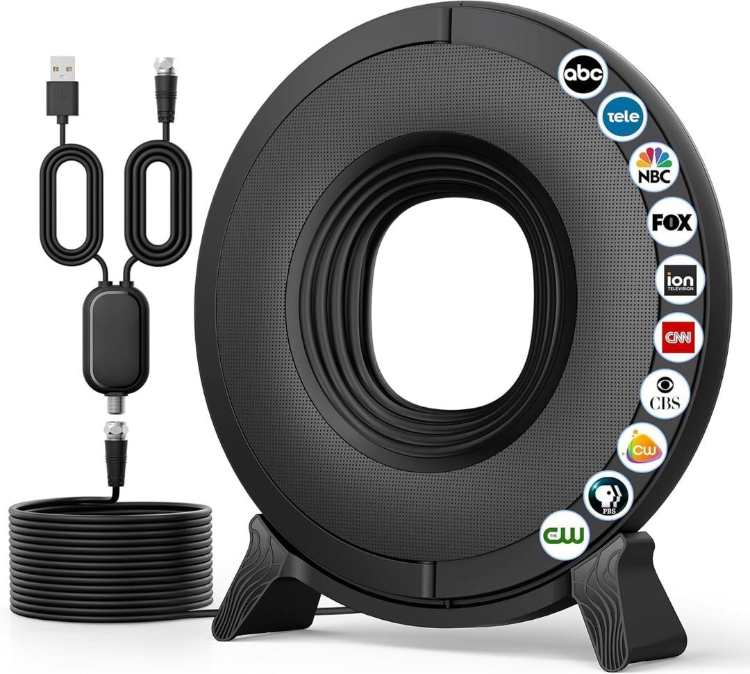 fuioopasz TV Antenna for Smart TV Indoor, TV Antenna for Local Channels,Digital Antenna for Smart tv Indoor,Easy Installation,Support 4K 1080p with Signal Booster 360 Reception -Black Upgrade