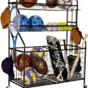 Garage Sports Equipment Organizer, Ball Storage Rack, Toy Storage, Nerf Gun Organization on Wheels for School, Garage, Black, Steel