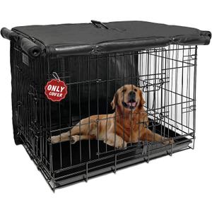Dog Kennel Cover 42 Inch, Crate Covers for Large Dog Cages with1 2 3 Doors, Privacy Waterproof 600D Oxford Fabric Indoor/Outdoor Black (Only Cover)