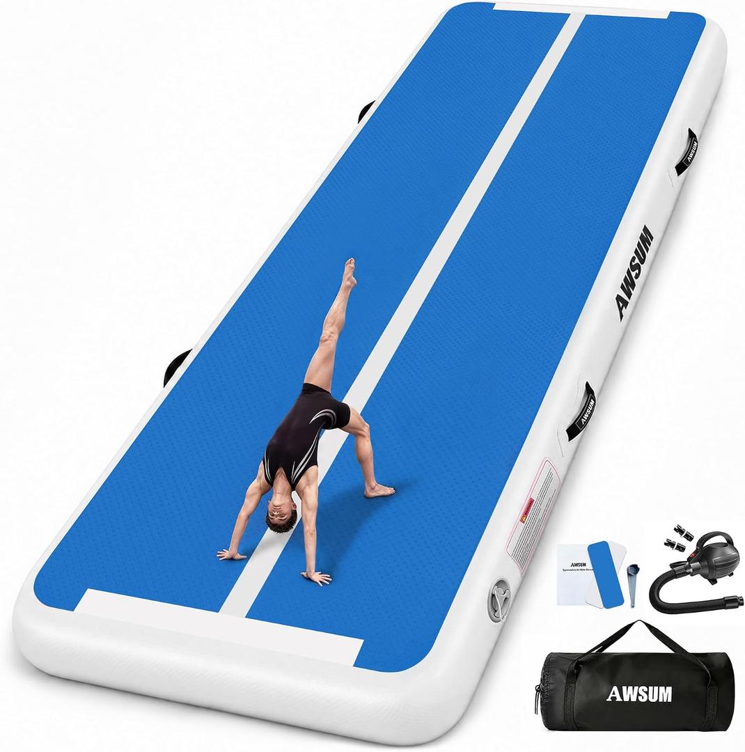 AWSUM 10ft × 6.6ft x 4inches Air Gymnastics Training Mat Tumbling Mat with Electric Air Pump for Gym/ Water/ Yoga