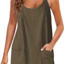 Panadila Womens Summer Sleeveless Mini Dress V Neck Spaghetti Strap Sundress Athletic Short Dress with Pockets, Size M