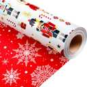 Retrify Christmas Wrapping Paper - Nutcracker Stars Girl Dance and Snowflake Pattern Metallic Gold Foil Shine Gift Wrap Paper for Holiday Shower Party Celebration - 17 Inch x 32.8 Feet Mini Roll